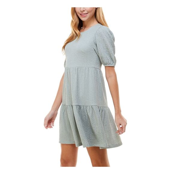 CRYSTAL DOLLS Womens Skirt Pullover Styling Pouf Sleeve Short Fit + Flare Dress - Picture 3 of 4